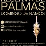 Reserva de palmas para el Domingo de Ramos